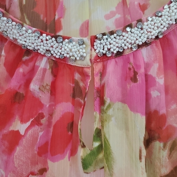 Charter Club Women's 3/4 Sleeve Sheer Floral Print Beaded Neckline Tunic… - Picture 4 of 10